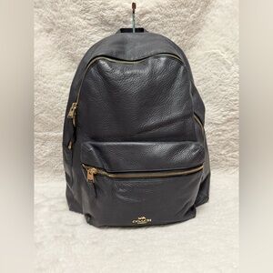 EUC Coach Charlie Pebbled Leather Midnight (Navy) Backpack with Gold Hardware
